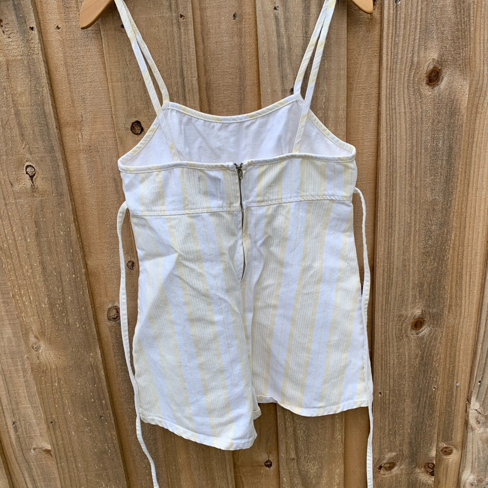 Striped romper, jean material - Picture 2 of 3